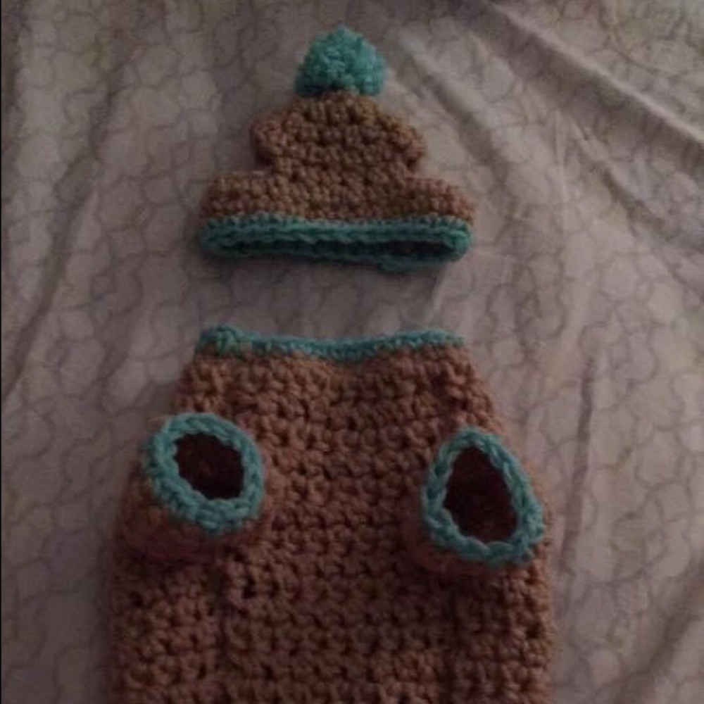 Hand crocheted dog sweater and hat set